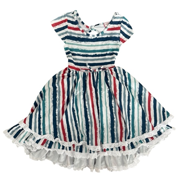 cheeky plum Other - Cheeky Plum Striped Ruffle Twirl Dress Size 6